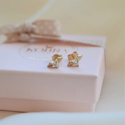 "Angel Heart" stud earrings in 18k gold plated