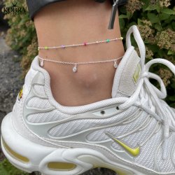 "Alba" ankelkde i slv med emaljefarvet kugler-valgfri farve!