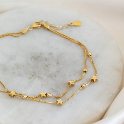 "Sulaima" guld dobbelt ankelk�de med stjerner