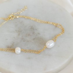 "LaBelle" 18 karat forgyldt ankelk�de med perler
