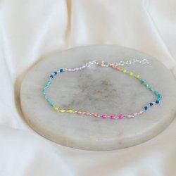  "Moria" silver ankle chain with colored balls