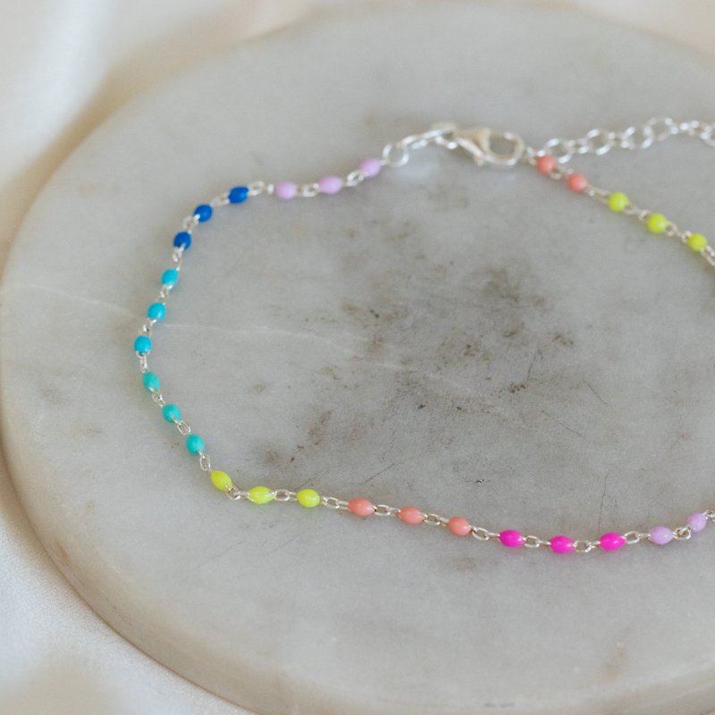  "Moria" silver ankle chain with colored balls