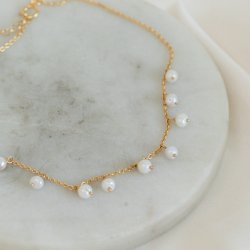 "Pearlina" gullbelagt ankelkjede med fine sm� perler