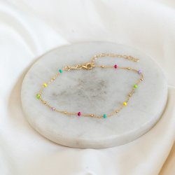  "Alba" gold ankle chain with enameled balls-optional color!