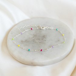 "Alba" ankle chain with enamel-colored balls-optional color! silver