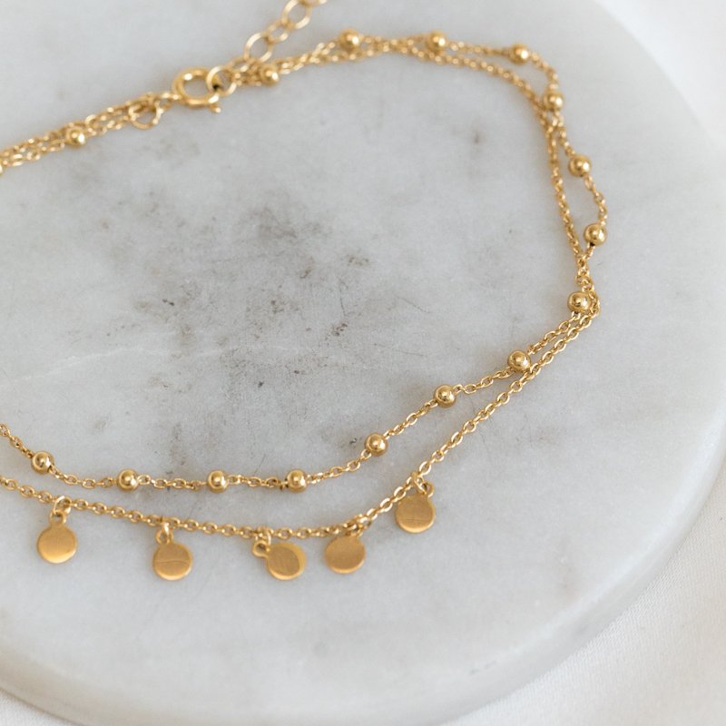 "Tessa" gold plated 2in1 ankle chain