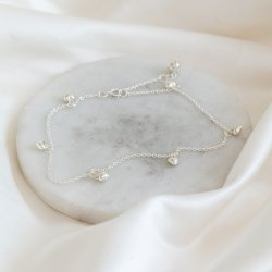 "Mana" ankle chain with small hearts in silver