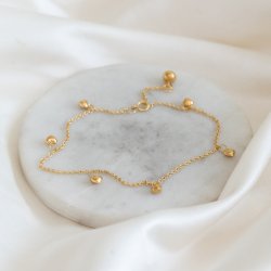 "Mana" ankle chain with small hearts in gold