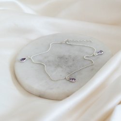 "Drops" s�lv ankelk�de med dr�beformet sten- Valgfri farve!