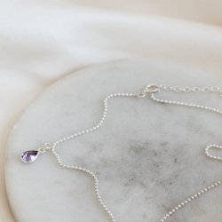 "Drops" s�lv ankelk�de med dr�beformet sten- Valgfri farve!