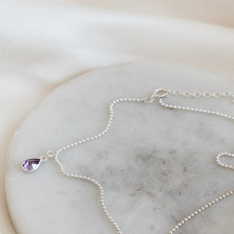 "Drops" s�lv ankelk�de med dr�beformet sten- Valgfri farve!