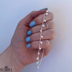 "Pearlina" slv ankelkde med fine sm perler