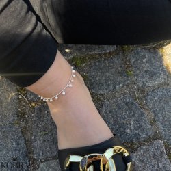 "Pearlina" slv ankelkde med fine sm perler