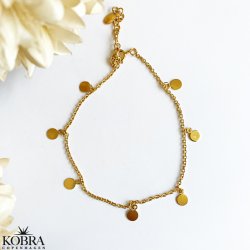 "Tennis" 18 karat forgyldt ankelkde med sm guld amuletter