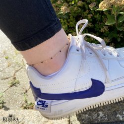 "Alba" guld ankelkde med emaljefarvet kugler-valgfri farve!