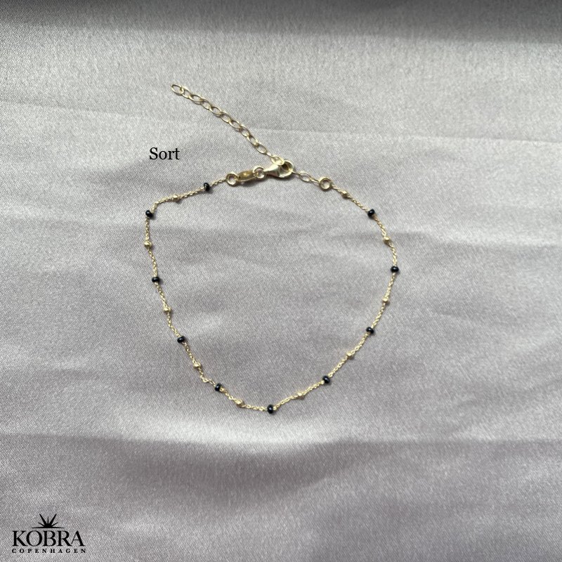 "Alba" guld ankelkde med emaljefarvet kugler-valgfri farve!