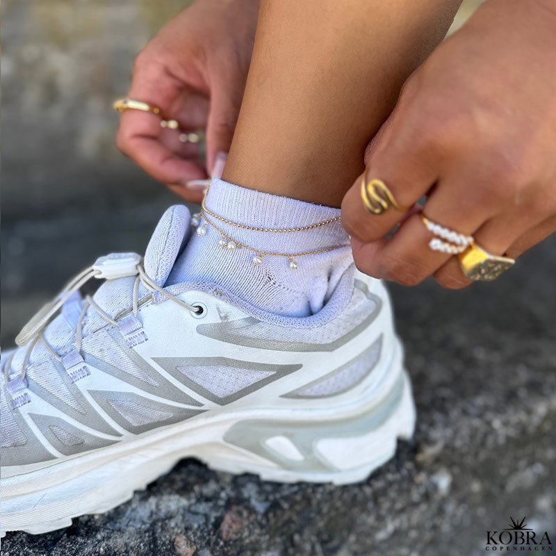 "Mellow" ankle chain with gold balls