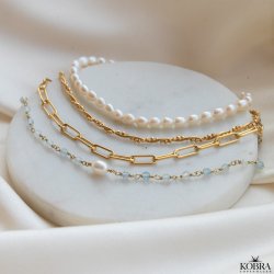 "Sally" twisted ankle chain in plated gold