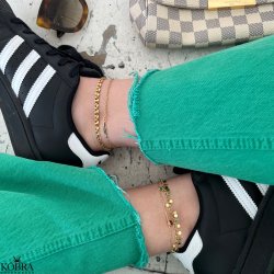  "Merle" gold ankle chain with small feathers