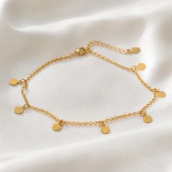 "Tennis" 18 karat forgyldt ankelk�de med sm� guld amuletter