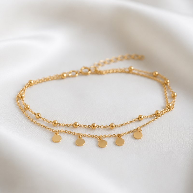 "Tessa" gold plated 2in1 ankle chain