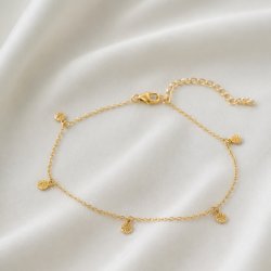 "Gemma" Ankle chain with hammered amulets gold-plated