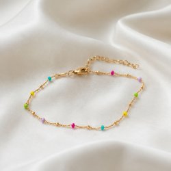  "Alba" gold ankle chain with enameled balls-optional color!