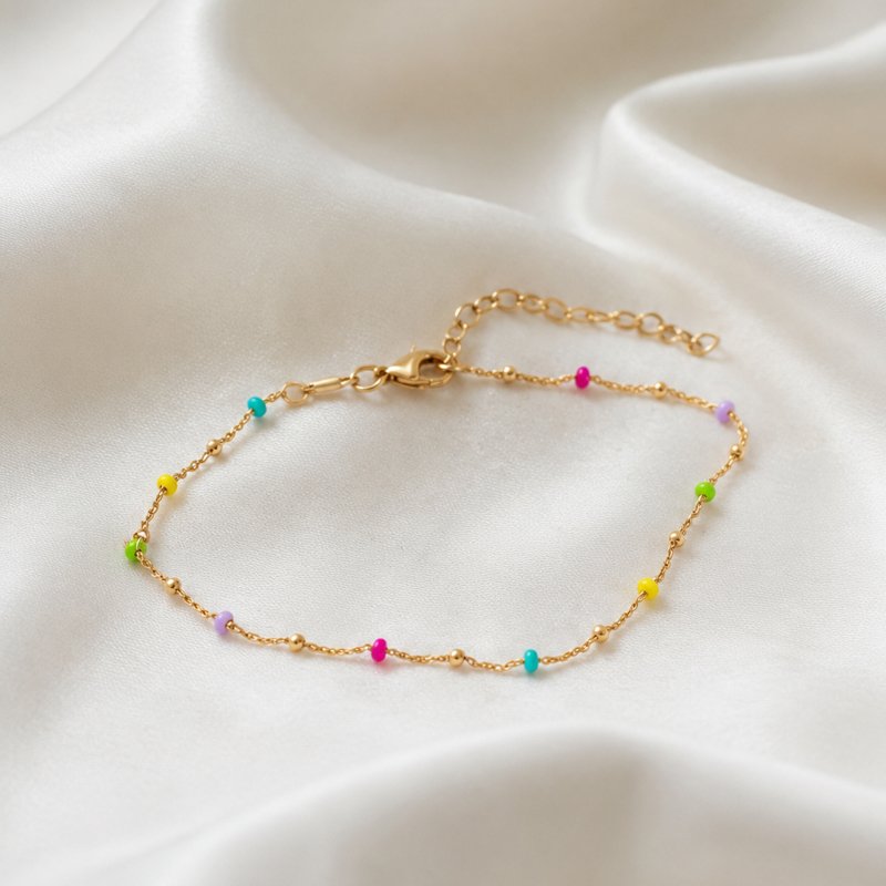  "Alba" gold ankle chain with enameled balls-optional color!
