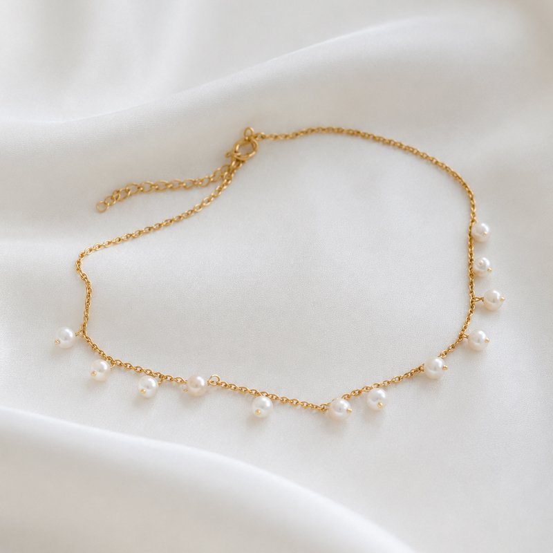 "Pearlina" gold-plated ankle chain with fine small pearls