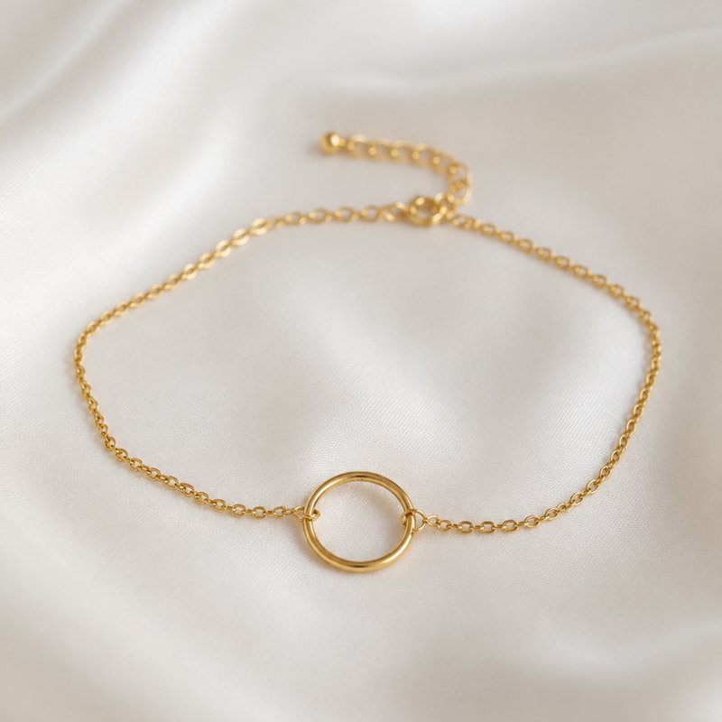 "Apollo" Beautiful gold ankle chain with gold circle