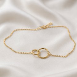 "Oslo" Anklet in 14 carat gold plated silver with 2 circles
