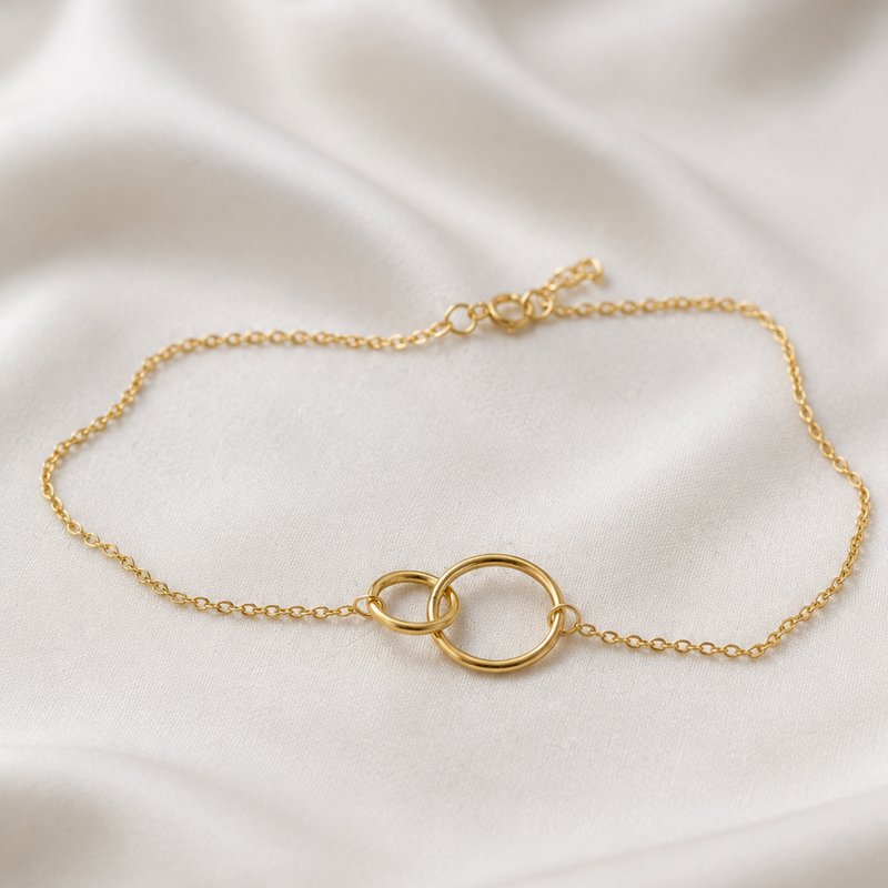 "Oslo" Anklet in 14 carat gold plated silver with 2 circles