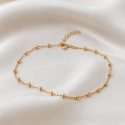 "Ellie" gold ankle chain with gold balls