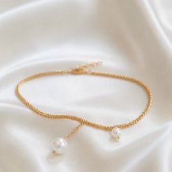 "Pixi" ankle chain with pearls in gold