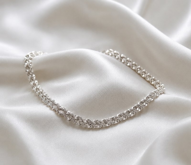 "Verano" twisted double ankle chain in sterling silver