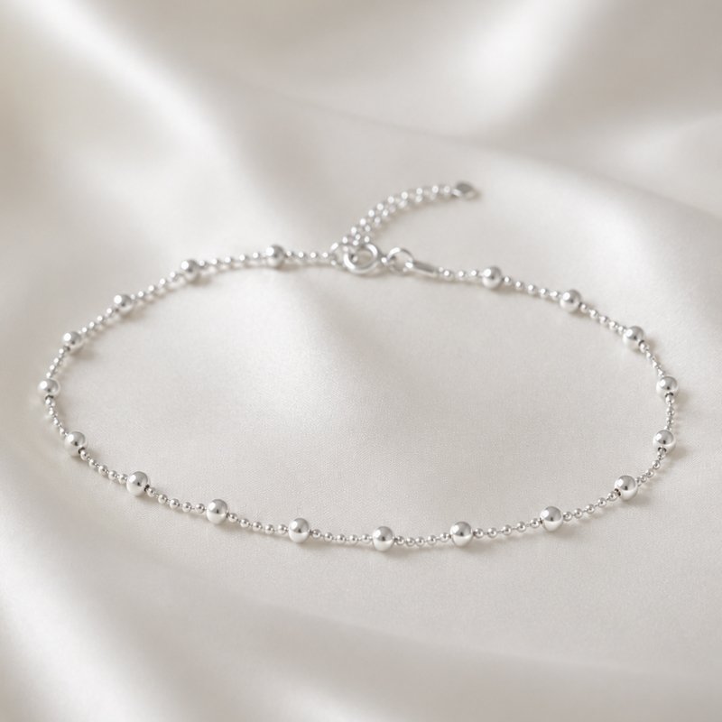 "Ellie" ball ankle chain in sterling silver