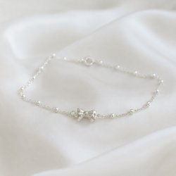 "Melanie" ankle chain with bows in silver