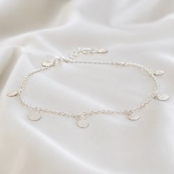 "Tennis" anklet with small silver amulets