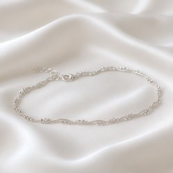 "Sally" twisted ankle chain in sterling silver