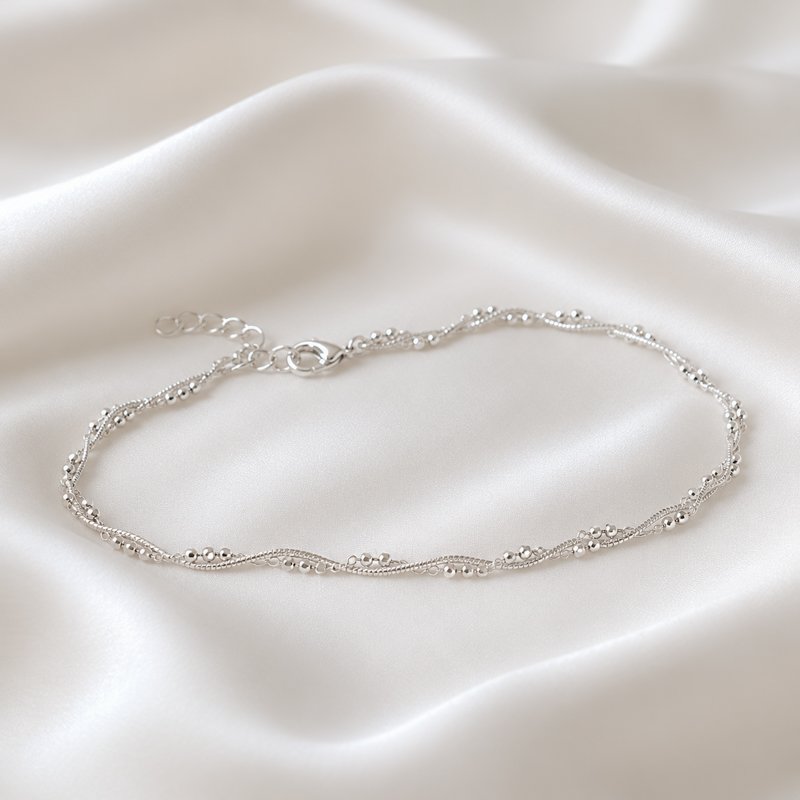 "Sally" twisted ankle chain in sterling silver