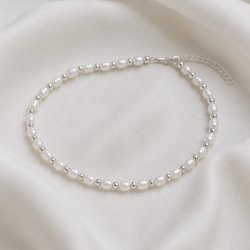 "Royal" pearl anklet with silver balls