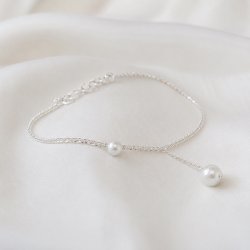 "Pixi" ankle chain with pearls in silver