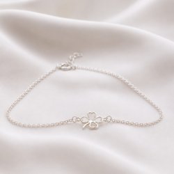 "Fortuna" silver ankle chain with silver four-leaf clover