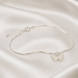 "Nanna" butterfly silver ankle chain