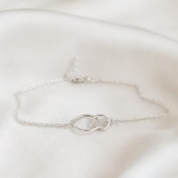 "Oslo" Silver ankle chain with 2 circles interlocking