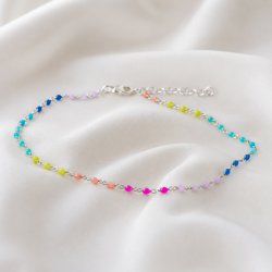  "Moria" silver ankle chain with colored balls