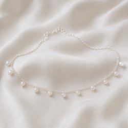 "Pearlina" silver ankle chain with fine small pearls