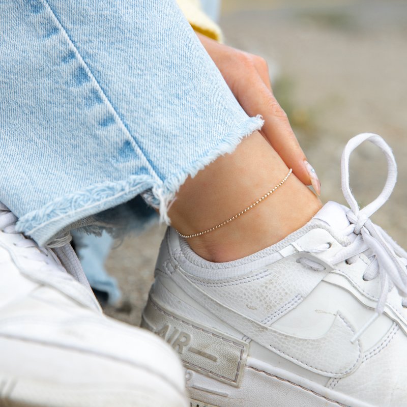 "Mellow" ankle chain with silver balls