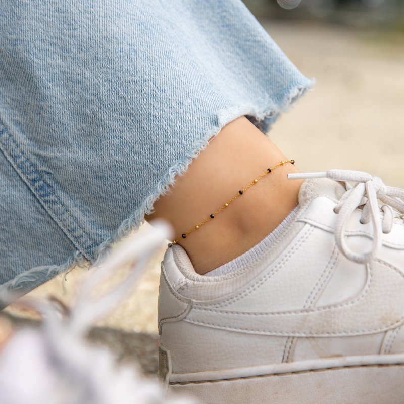  "Alba" gold ankle chain with enameled balls-optional color!