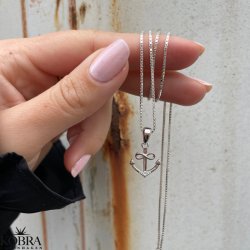 "Abira" sølv anker halskæde med infinity og hvide sten